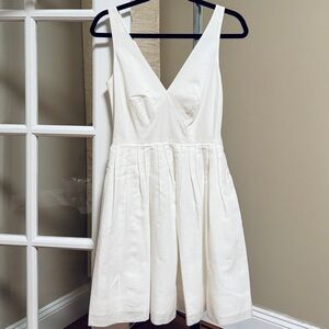 J. Crew Ivory White V-Neck Sleeveless Dress with Side Pockets